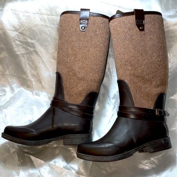 UGG 7 Australia KORYNNE tall rubber fall BOOTS equestrian style barn horseback - Picture 1 of 16